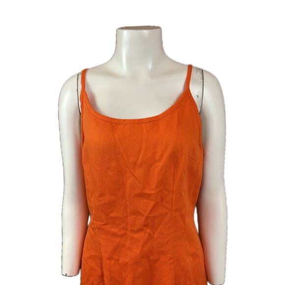 Vintage 1990s Bright Orange Cotton Sleeveless Short Dress / Medium - Picture 2 of 4